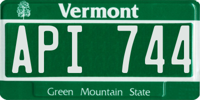VT license plate API744