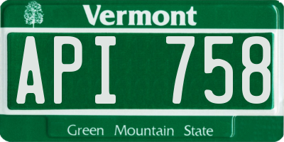 VT license plate API758
