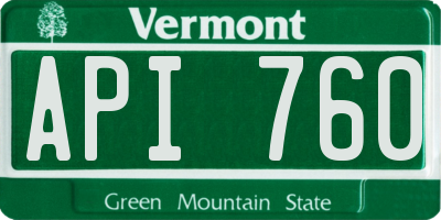VT license plate API760