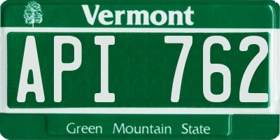 VT license plate API762