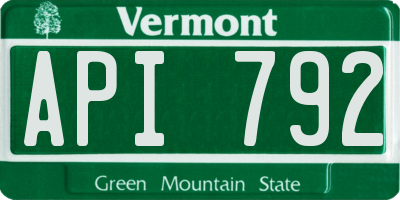 VT license plate API792