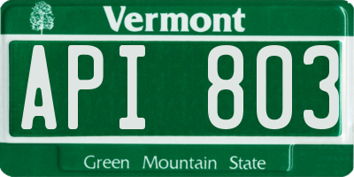 VT license plate API803