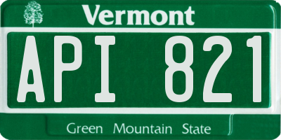 VT license plate API821