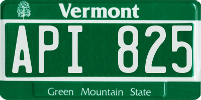 VT license plate API825