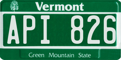 VT license plate API826