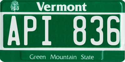 VT license plate API836