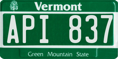 VT license plate API837