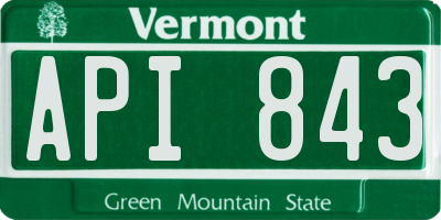 VT license plate API843