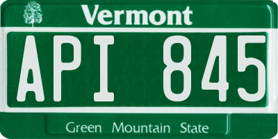 VT license plate API845