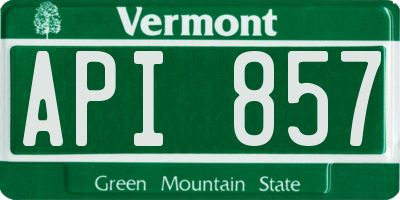 VT license plate API857