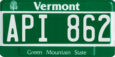 VT license plate API862