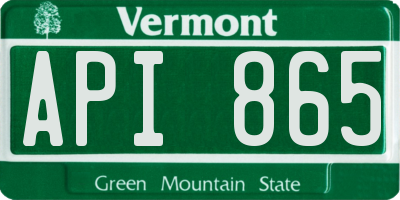 VT license plate API865