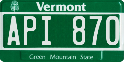 VT license plate API870