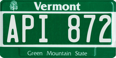 VT license plate API872