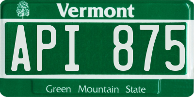 VT license plate API875