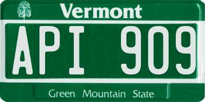 VT license plate API909