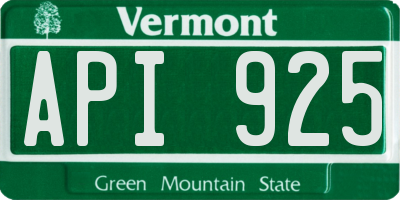 VT license plate API925