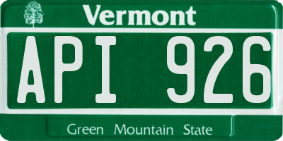 VT license plate API926