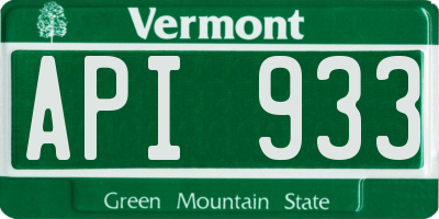 VT license plate API933