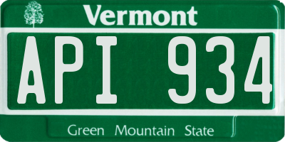 VT license plate API934