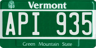 VT license plate API935