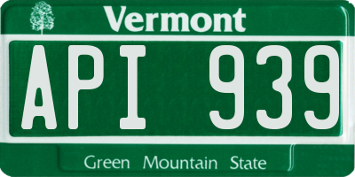 VT license plate API939