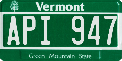 VT license plate API947