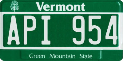 VT license plate API954
