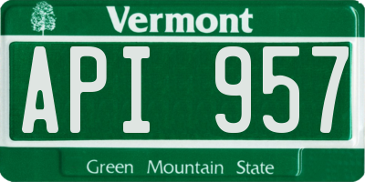 VT license plate API957