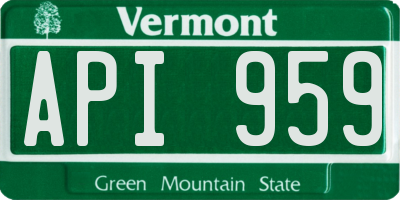 VT license plate API959