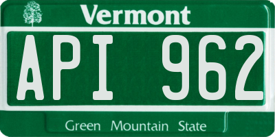 VT license plate API962