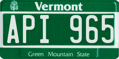 VT license plate API965