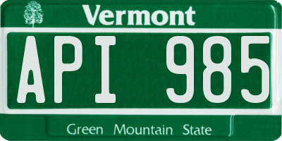 VT license plate API985