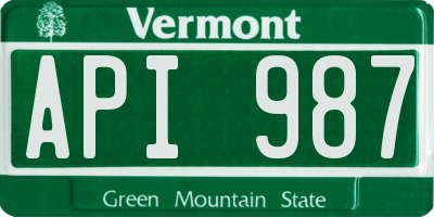 VT license plate API987