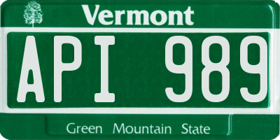 VT license plate API989