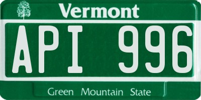 VT license plate API996