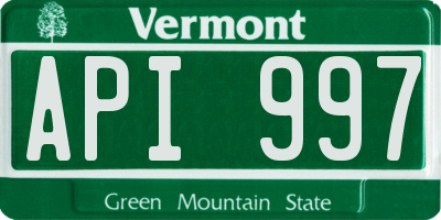 VT license plate API997