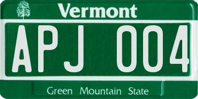 VT license plate APJ004