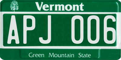 VT license plate APJ006