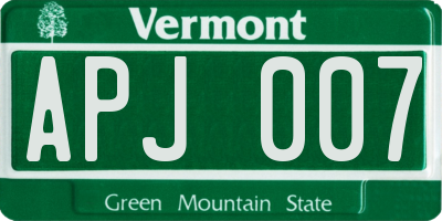 VT license plate APJ007
