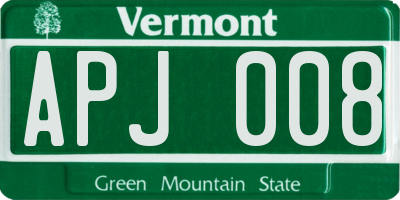 VT license plate APJ008