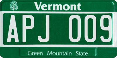 VT license plate APJ009