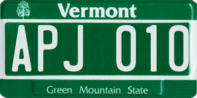 VT license plate APJ010