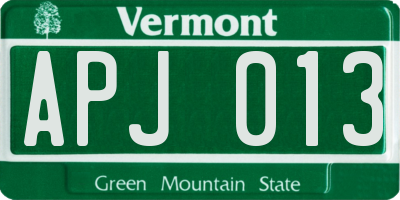 VT license plate APJ013