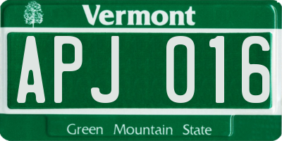 VT license plate APJ016