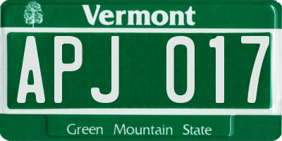 VT license plate APJ017