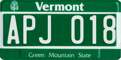 VT license plate APJ018