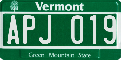 VT license plate APJ019