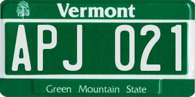 VT license plate APJ021