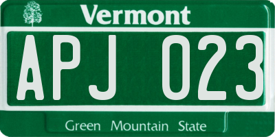 VT license plate APJ023